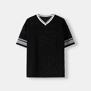 Camiseta de malla con cuello en V para hombre, estilo hip hop, de microfibra, cómoda, de tela suave, ajuste holgado personalizado, transpirable, de secado rápido, novedad 2026 - Product Image 4