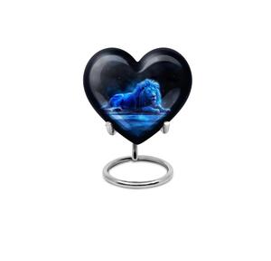 Urna Funeraria Decorativa en Forma de Corazón para Cenizas Humanas, Modelo Forest Heart Sunset, con Base, para Adultos, Venta al por Mayor - Product Image 2