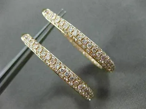Tishya Diamond Moissanite <b>Hoop</b> Earrings Yellow Gold Plated 925 <b>Silver</b> Pave Diamond Style for Women - Product Image 3