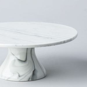 Support à gâteau rond en marbre blanc naturel, plateau de présentation de desserts, support de service de luxe pour mariage, fête, boulangerie, cuisine - Product Image 4
