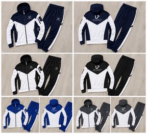 Custom Men's Hooded Tracksuit Set Full Zip Sportswear <b>Jogger</b> Sweat Suit Color Block Training Tracksuit OEM ODM - Product Image 5