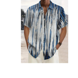 Nouvelle arrivée estivale Chemise de plage hawaïenne à fleurs pour homme Chemise décontractée à manches courtes en twill à séchage rapide - Product Image 4