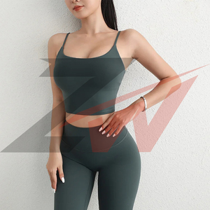 Conjunto Deportivo de Dos Piezas para Mujer, Transpirable, Top Corto de Yoga con Tirantes Finos y Cuello Redondo, Shorts Deportivos de Cintura Alta sin Costuras - Product Image 3