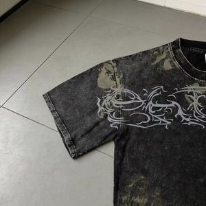 Camiseta de Hombre Estilo Urbano Retro, Lavada y Desgastada, con Estampado Serigrafiado, 100% Algodón, Transpirable, de Alta Calidad - Product Image 3
