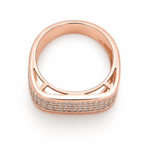 18K Rose Gold <b>Mens</b> Diamond Pave <b>Ring</b> Wide Band Luxury Modern Design Fine Jewelry Wedding Party Daily Wear Gift High Polish - Product Image 4