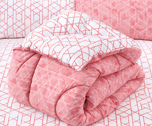 Bloomingdale Comforter Set Reversible Pink <b>White</b> 100% Cotton T-150 All-Season Breathable Home Use - Product Image 1