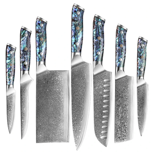 Professional Damascus Chef <b>Knife</b> <b>Set</b> 7-Piece Resin Handle Handmade Razor <b>Sharp</b> Ambidextrous Sustainable <b>Knives</b> OEM Wholesale - Product Image 1