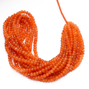 Perles facettées rondes en cornaline AAA 4mm-5mm, pierres semi-précieuses naturelles multicolores orange, perles en vrac pour la création de bijoux - Product Image 2