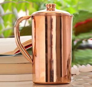 Ensemble de carafes en cuivre pour des présentations de table haut de gamme, service d'eau, ensemble métallique avec verres, durable, réutilisable, cuisine, salle à manger - Product Image 2