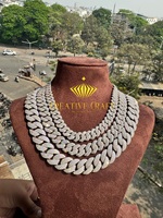 Collier chaîne cubaine 14 mm en moissanite VVS1 sertie de pierres, en argent 925, pour homme, style hip-hop, cadeau pour rappeur, pour soirée, pour ami