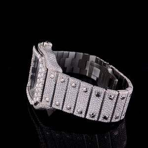 Montre à quartz pour homme en acier inoxydable de qualité supérieure avec diamants Moissanite VVS, cadran carré, style simple, sport, mode, hip-hop - Product Image 4