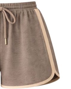 Taupe Beige Women Camisole And Shorts <b>Set</b> Summer Two Piece Outfit Cotton Blend Crop Top Embroidered Daisy Drawstring Shorts - Product Image 5