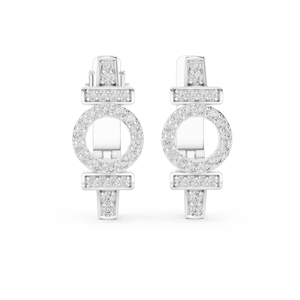 Pendientes de Plata de Ley con Moissanita Geométrica, Diseño Moderno de Círculo y Barra, Joyería de Lujo para Mujer, Certificación IGI, para Aniversario o Fiesta - Product Image 1