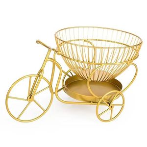 Cesta de Frutas Metálica con Forma de Bicicleta Dorada, Organizador para Decoración de Sala de Estar - Product Image 2