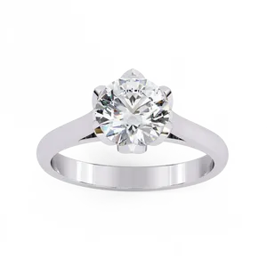 Bague solitaire moderne minimaliste en or personnalisé avec diamant de laboratoire rond brillant de 1,5 carat, sertie sur quatre griffes à tige fendue, pour fiançailles - Product Image 3