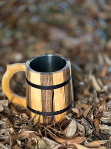 Chope à bière artisanale en bois, tasse à café rustique en bois naturel, écologique, fabriquée à la main - Product Image 2