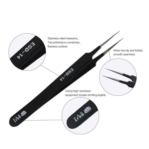 แหนบแยกขนตาเกรดผ่าตัด J2 สแตนเลสสตีล ปลายเรียบพิเศษ ป้องกันแม่เหล็ก สำหรับต่อขนตาแบบ 1:1 - Product Image 3