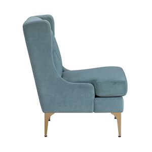 Poltrona Moderna di Lusso in Ciniglia Blu con Schienale Alto, Gambe in Metallo Dorato, Imbottitura a Spirale e Cuciture a Diamante per Soggiorno - Product Image 6
