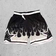 Shorts pour hommes imprimés bordeaux avec étoiles blanches, sublimation, séchage rapide, taille à cordon, vêtements de sport décontractés - Product Image 2