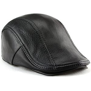 Gorra Plana Unisex de Cuero Negro Transpirable, Estilo Ivy Newsboy, Diseño Inglés, Uso Casual, 56-58CM, Adulto, Cuatro Estaciones - Product Image 1