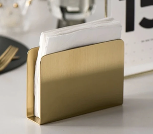 Creative 2 Slot Iron Napkin Holder with Round Base Rose Gold Copper <b>Paper</b> Dispenser Stand for <b>Kitchen</b> Countertop Napkin Holder - Product Image 2