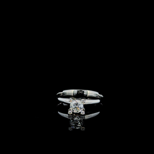 Bague en or blanc avec diamant rond, alliance de fiançailles, solitaire, bijou de promesse - Product Image 2