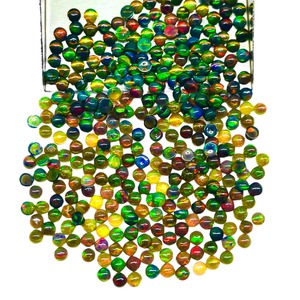 Opale éthiopienne noire naturelle 3mm ronde, cabochon chatoyant, pierres précieuses en vrac, prix de gros, lot de pierres précieuses pour la fabrication de bijoux - Product Image 4