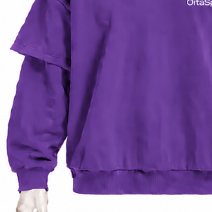 Sweat à capuche violet double couche, coupe oversize, manches superposées, épaules tombantes, coupe décontractée, style streetwear, en tissu épais - Product Image 6