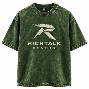 T-shirt Homme Oversize en Coton Délavé à Manches Courtes Col Rond Décontracté avec Imprimé Lettres et Design Personnalisable Vintage sur le Devant - Product Image 1
