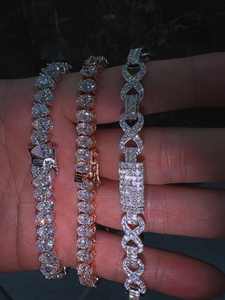 Ensemble de bracelets tennis de luxe entièrement sertis de moissanite, bijoux hip-hop certifiés IGI, or, argent, or rose, unisexe - Product Image 5