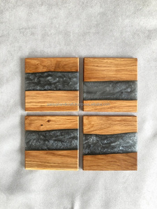 Juego de 4 posavasos ecológicos de madera de arce pulido, estilo de imitación antiguo, diseño personalizable, resina epoxi mejorada de color - Product Image 3