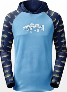 Haut de performance athlétique à manches longues pour homme avec protection solaire et motif poisson basse, idéal pour la pêche et les activités de plein air - Product Image 3