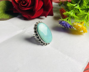 แหวนแต่งงานสีเงินสเตอร์ลิงใส่ได้ทั้งชายและหญิง925พลอยเทอร์ควอยส์การกำหนดแบบคลาสสิกหนามเตยงานหมั้นสำหรับงานเลี้ยงครบรอบขายส่ง - Product Image 2