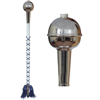 Masse de tambour-major sur mesure de haute qualité en cuivre et acier inoxydable, avec logo couleur personnalisé, votre nom et volutes supérieures et inférieures