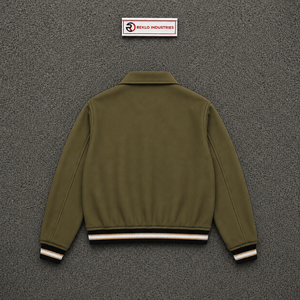 เสื้อแจ็คเก็ตบอมเบอร์สีเขียวมะกอกสำหรับผู้ชาย แบบลำลอง ซิปด้านหน้า สีพื้น ปกคอพับ ผ้าฝ้ายผสมโพลีเอสเตอร์ ผ้าแคนวาส เหมาะสำหรับใส่ในฤดูใบไม้ร่วง SA - Product Image 6