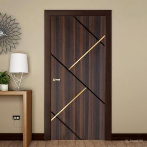 Portes intérieures en bois WPC pour l'intérieur de la maison, bureau, porte composite en bois pour les toilettes, salle de bain, portes à panneaux pré-montées en nid d'abeille - Product Image 3