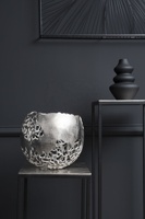 Vase de table sphérique moderne en aluminium argenté corail brillant, couleurs et logo personnalisables pour la décoration de Noël, de la maison et du bureau WB INC