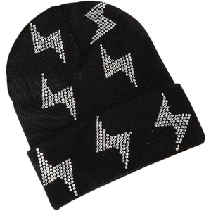 Venta de Fábrica al por Mayor: Gorro de Invierno Tejido Cálido y Brillante con Logotipo Personalizado, Gorro de Lujo Suave con Jacquard y Pedrería, HECHO POR BS - Product Image 1