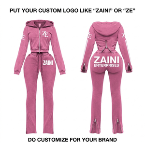 Conjunto Deportivo ZAINI de Felpa 100% Algodón de 350 g/m² para Hombre, Estilo Urbano, Invierno, Color Rosa Lavado, Detalle de Cremallera, Logotipo Personalizado - Product Image 1