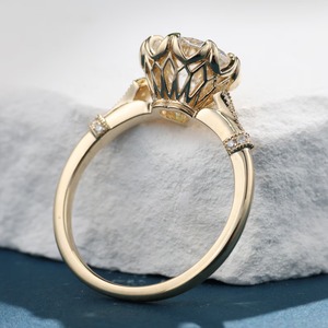 แหวนเพชรโมอิสซาไนต์ทรงกลม 8 ขา ดีไซน์เฉพาะตัว แหวนเงินแท้ 925 แหวนแต่งงานสั่งทำพิเศษ - Product Image 3