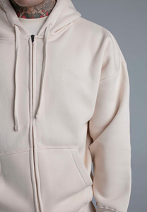 High Quality <b>Men's</b> Winter Casual Solid Color Boxy Hoodie <b>Pullover</b> with Short Wide Zipper Cropped <b>Men</b> Hoodie Loose Fit - Product Image 5