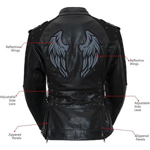 Chaqueta de Motociclista Clásica de Cuero y Textil para Mujer SAMROZ SPORTS - Uso Durante Todo el Año - Product Image 2