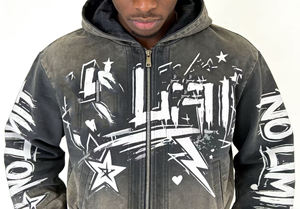Sweat-shirt à capuche zippé délavé à l'acide pour homme, avec logo personnalisé, impression directe, streetwear, décontracté, fabricant - Product Image 2