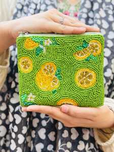 Bolso Rectangular Amarillo Bordado a Mano con Diseño de Flores con Cuentas, Artesanía Textil para Fiestas - Product Image 4