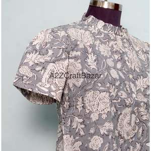 Vestido Mini Transpirable 100% Algodón para Mujer, Mangas con Vuelo, Cuello Redondo, Estampado Floral, Ecológico, Cintura Natural, Manga 3/4 - Product Image 5