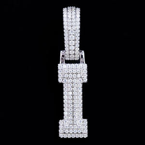Colgante de Letra con Moissanita Redonda Brillante, Chapado en Oro Blanco, Plata de Ley 92.5%, Certificado GRA, Estilo Hiphop, Unisex, Regalo para Hombre - Product Image 4