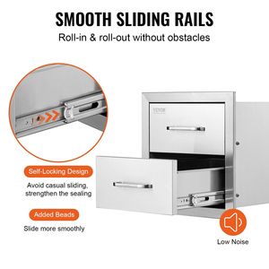 Soluzione di Stoccaggio per Cucina Esterna 14W X 14.4H X 23D Pollici, Cassetti Doppi per BBQ a Incasso con Maniglia in Acciaio Inox per BBQ da Isola - Product Image 5