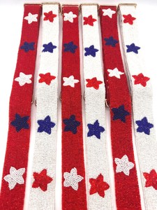 <b>Red</b> White and Blue Star Beaded <b>Purse</b> Strap Adjustable Handbag Strap Clear Bag <b>Purse</b> Strap American Flag <b>Purse</b> Strap - Product Image 5