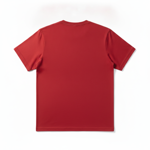 T-shirt tricoté rouge à manches courtes et col rond pour homme, coupe ample, couleur unie, style décontracté, 100 % coton, anti-boulochage, en tissu peigné - Product Image 3