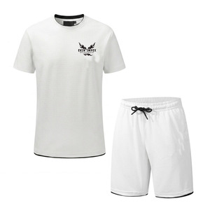 Conjunto de camiseta y pantalones cortos blancos para hombre Ekin Impex, cuello redondo, tejido transpirable, ropa informal de verano, marca privada, conjunto de pantalones cortos de verano - Product Image 1